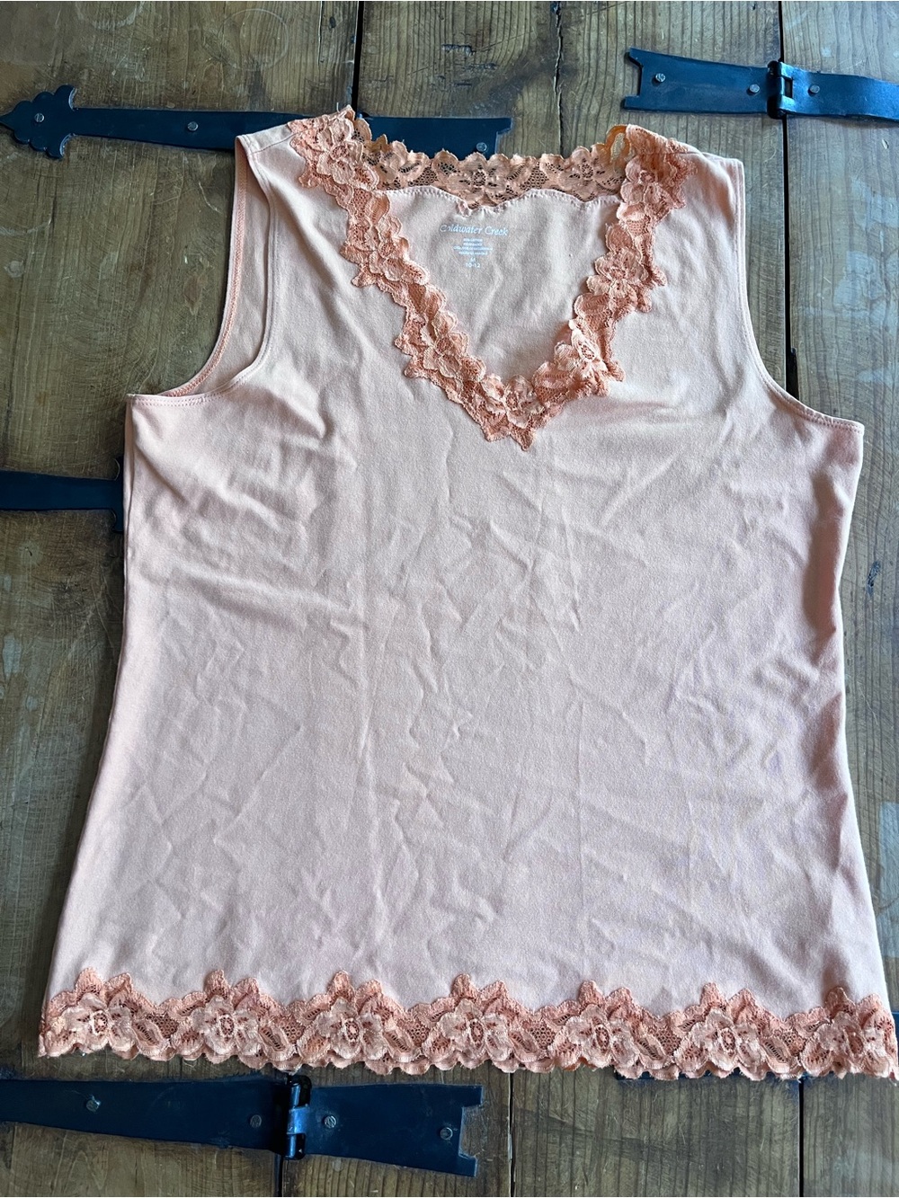 Coldwater Creek Peach Lace-Trim V-Neck Camisole